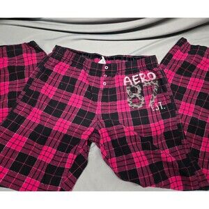 Hot Pink Y2k Aeropostale Silver Cheeta Plaid Pajama Pants